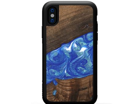 iPhone Xs Wood Phone Case - Daron (Blue, 747478) Online now