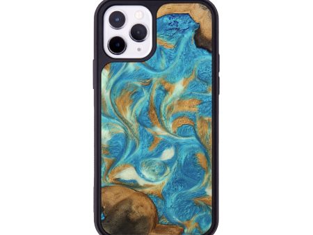 iPhone 11 Pro Wood Phone Case - Ava (Teal & Gold, 747427) on Sale