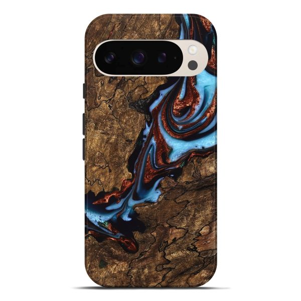 Pixel 9 Pro XL Wood Live Edge Phone Case - Tomas (Teal & Gold, 747480) Fashion