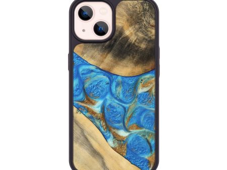 iPhone 14 Wood Phone Case - Jaquan (Teal & Gold, 747409) Hot on Sale