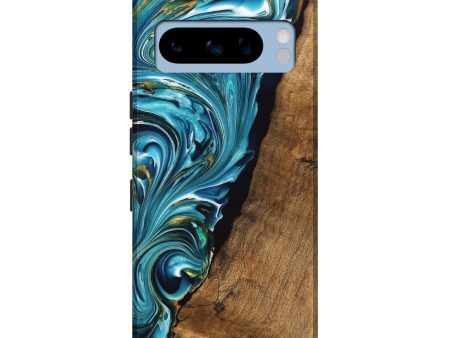 Pixel 8 Pro Wood Live Edge Phone Case - Marcie (Teal & Gold, 747488) Discount