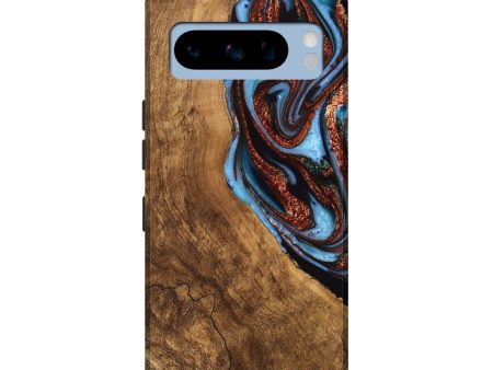 Pixel 8 Pro Wood Live Edge Phone Case - Kenya (Teal & Gold, 747495) Supply