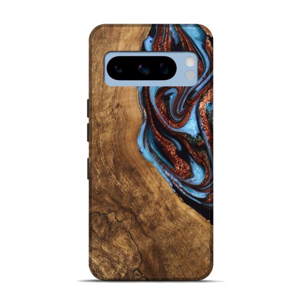 Pixel 8 Pro Wood Live Edge Phone Case - Kenya (Teal & Gold, 747495) Supply