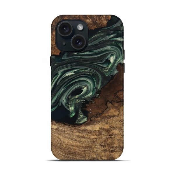 iPhone 15 Wood Live Edge Phone Case - Ian (Green, 747484) Hot on Sale