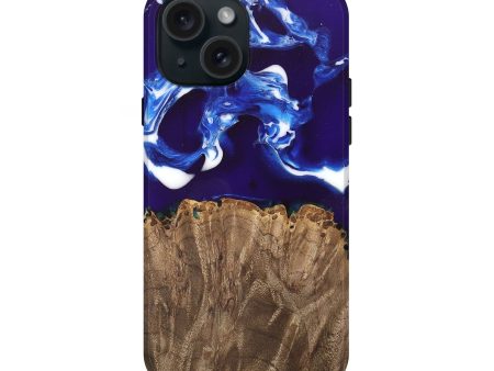 iPhone 15 Wood Live Edge Phone Case - Alisa (Blue, 747501) Online now