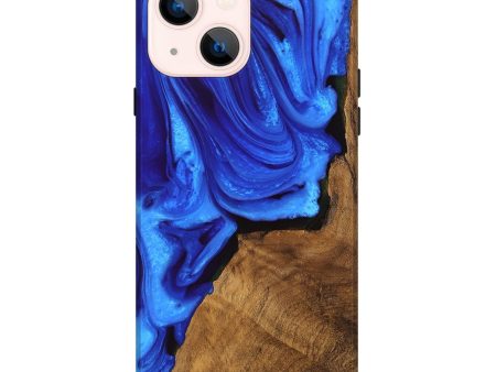 iPhone 14 Plus Wood Live Edge Phone Case - Ashlie (Blue, 747482) For Cheap