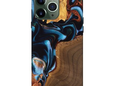 iPhone 13 Pro Max Wood Live Edge Phone Case - Willard (Teal & Gold, 747496) Online Hot Sale