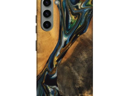 Galaxy S23 Plus Wood Live Edge Phone Case - Karly (Teal & Gold, 747502) Hot on Sale