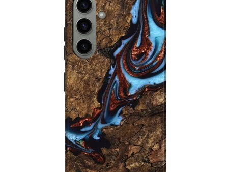 Galaxy S24 Plus Wood Live Edge Phone Case - Tomas (Teal & Gold, 747480) Fashion