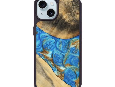 iPhone 15 Wood Phone Case - Jaquan (Teal & Gold, 747409) Online Hot Sale