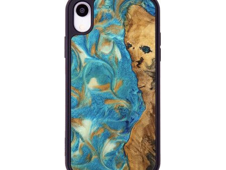 iPhone Xr Wood Phone Case - Hana (Teal & Gold, 747426) on Sale