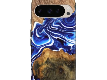 Pixel 9 Pro Wood Live Edge Phone Case - Felipe (Blue, 747485) For Sale