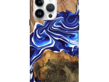 iPhone 15 Pro Max Wood Live Edge Phone Case - Felipe (Blue, 747485) For Cheap