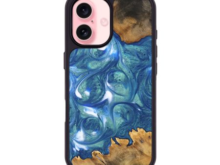 iPhone 16 Wood Phone Case - Lum (Blue, 747459) on Sale