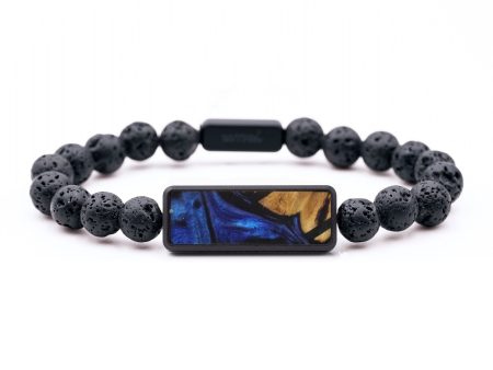 Lava Bead Wood Bracelet - Tina (Blue, 747556) For Cheap