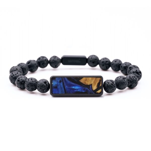 Lava Bead Wood Bracelet - Tina (Blue, 747556) For Cheap