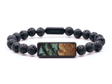 Lava Bead Wood Bracelet - Philip (Green, 747532) on Sale