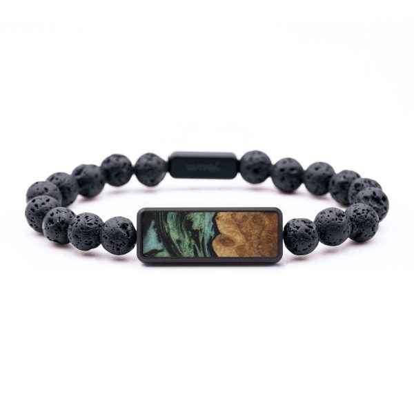 Lava Bead Wood Bracelet - Philip (Green, 747532) on Sale