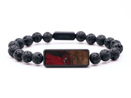 Lava Bead Wood Bracelet - Helen (Red, 747545) Online