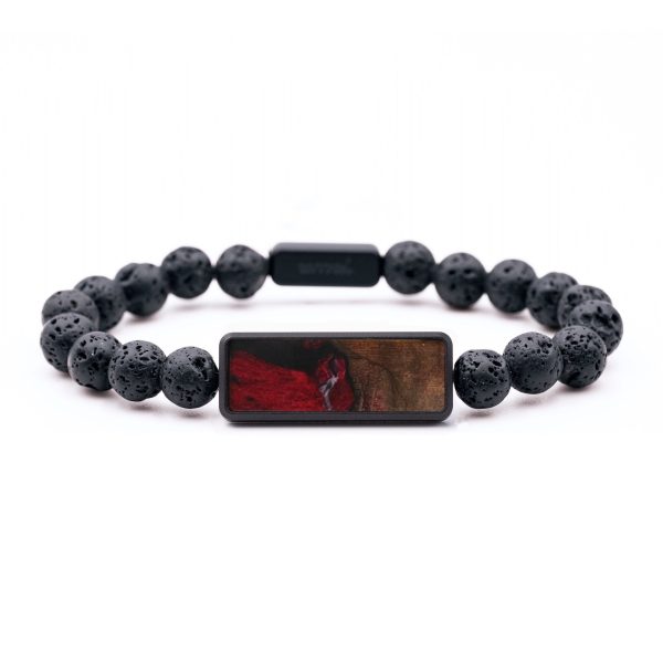 Lava Bead Wood Bracelet - Helen (Red, 747545) Online