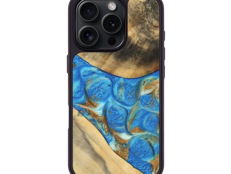 iPhone 16 Pro Wood Phone Case - Jaquan (Teal & Gold, 747409) Online