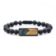 Lava Bead Wood Bracelet - Faith (Teal & Gold, 747553) Online now