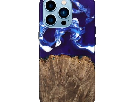 iPhone 14 Pro Wood Live Edge Phone Case - Alisa (Blue, 747501) For Discount