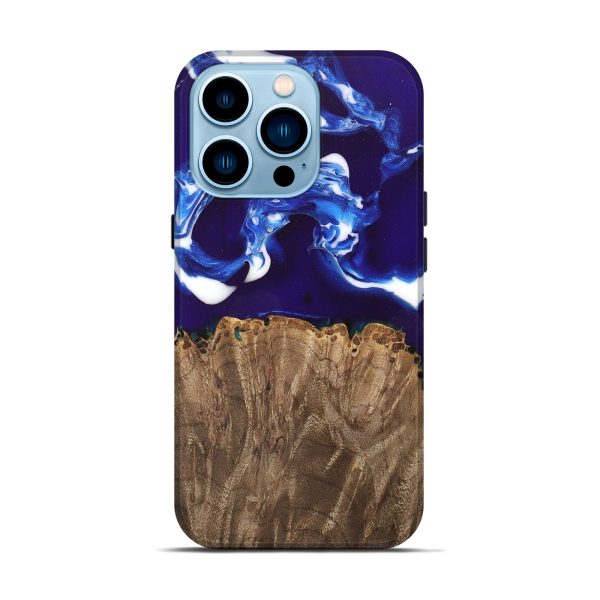 iPhone 14 Pro Wood Live Edge Phone Case - Alisa (Blue, 747501) For Discount