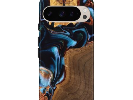 Pixel 9 Pro Wood Live Edge Phone Case - Willard (Teal & Gold, 747496) Discount