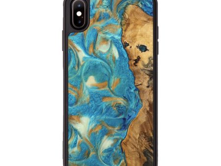 iPhone Xs Max Wood Phone Case - Hana (Teal & Gold, 747426) Hot on Sale