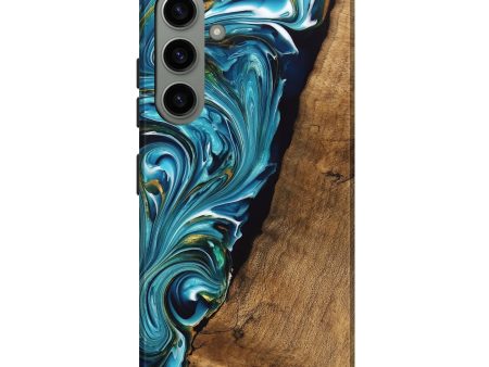 Galaxy S24 Plus Wood Live Edge Phone Case - Marcie (Teal & Gold, 747488) Hot on Sale