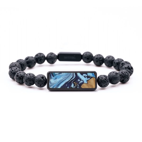 Lava Bead Wood Bracelet - Ollie (Blue, 747552) Discount