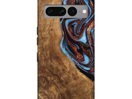 Pixel 7 Pro Wood Live Edge Phone Case - Kenya (Teal & Gold, 747495) on Sale