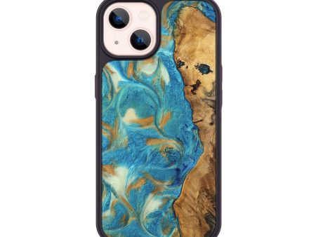 iPhone 14 Wood Phone Case - Hana (Teal & Gold, 747426) Sale