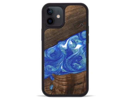 iPhone 12 mini Wood Phone Case - Daron (Blue, 747478) For Cheap