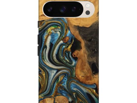 Pixel 9 Pro XL Wood Live Edge Phone Case - Lynda (Teal & Gold, 747503) Online Sale