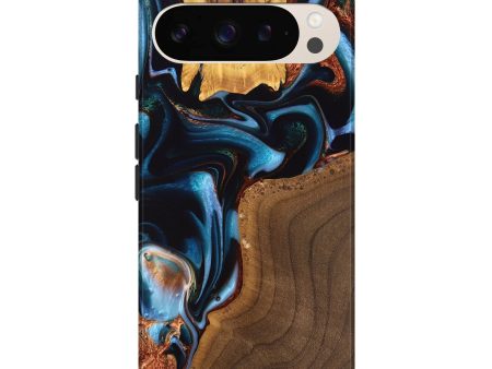 Pixel 9 Pro XL Wood Live Edge Phone Case - Willard (Teal & Gold, 747496) Discount