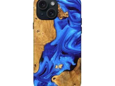 iPhone 15 Wood Live Edge Phone Case - Luann (Blue, 747481) Cheap