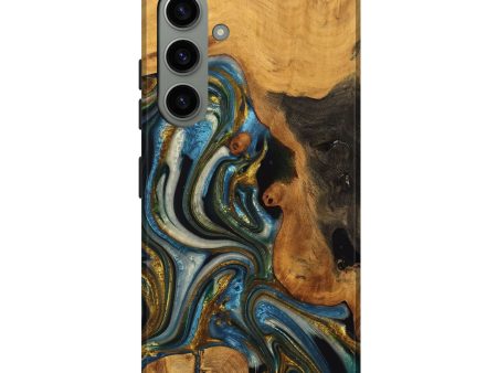 Galaxy S24 Plus Wood Live Edge Phone Case - Lynda (Teal & Gold, 747503) Online