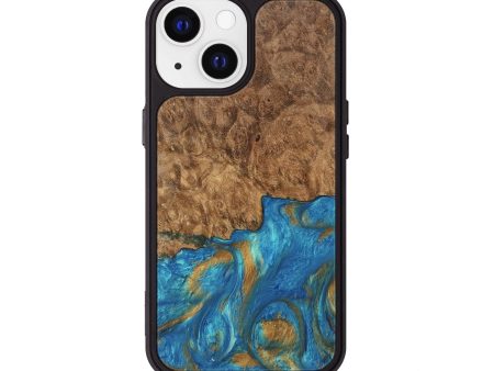 iPhone 13 Wood Phone Case - Ara (Teal & Gold, 747470) Online Sale