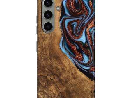 Galaxy S24 Plus Wood Live Edge Phone Case - Kenya (Teal & Gold, 747495) Cheap