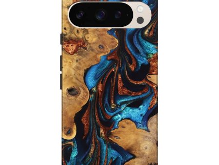 Pixel 9 Pro XL Wood Live Edge Phone Case - Sharyn (Teal & Gold, 747494) Discount