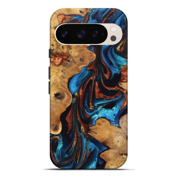 Pixel 9 Pro XL Wood Live Edge Phone Case - Sharyn (Teal & Gold, 747494) Discount