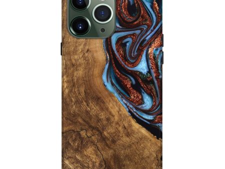 iPhone 13 Pro Max Wood Live Edge Phone Case - Kenya (Teal & Gold, 747495) Online now