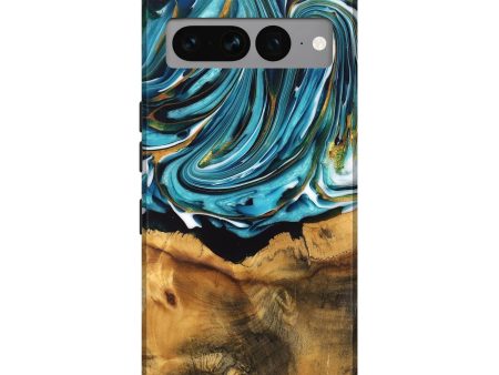 Pixel 7 Pro Wood Live Edge Phone Case - William (Teal & Gold, 747509) Online Sale