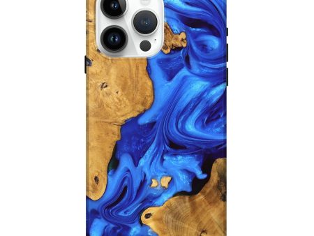 iPhone 15 Pro Max Wood Live Edge Phone Case - Luann (Blue, 747481) Cheap