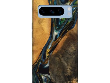 Pixel 8 Pro Wood Live Edge Phone Case - Karly (Teal & Gold, 747502) For Cheap