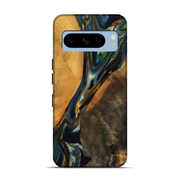 Pixel 8 Pro Wood Live Edge Phone Case - Karly (Teal & Gold, 747502) For Cheap