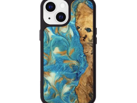 iPhone 13 Wood Phone Case - Hana (Teal & Gold, 747426) Sale