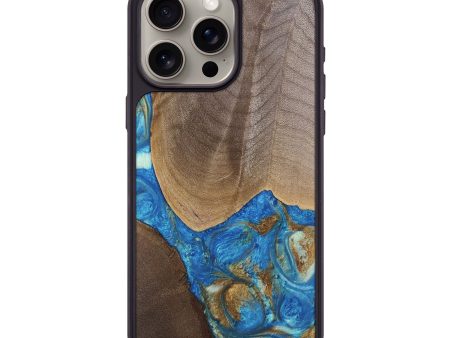 iPhone 15 Pro Max Wood Phone Case - Eldora (Teal & Gold, 747439) Fashion